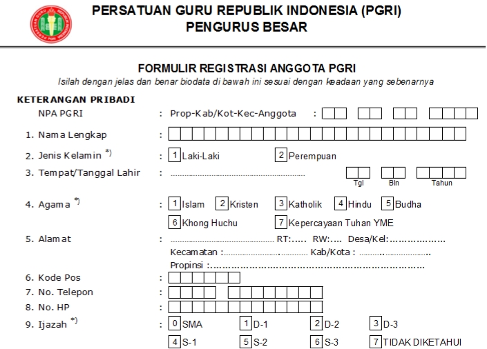 Pendaftaran PGRI Tolikara - Persatuan Guru Republik Indonesia Cabang Tolikara